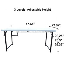 1.2m blanc, table de pliage et de camping adustable de taille